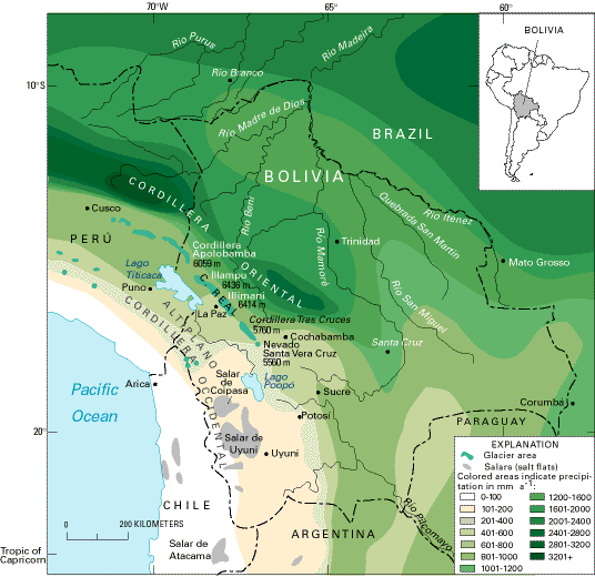 Glacierized areas of Bolivia