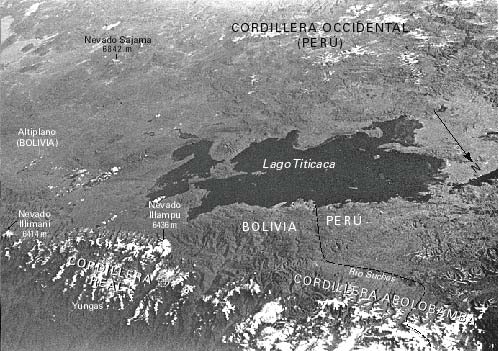 Gemini 9 satellite photo of Cordillera Oriental
