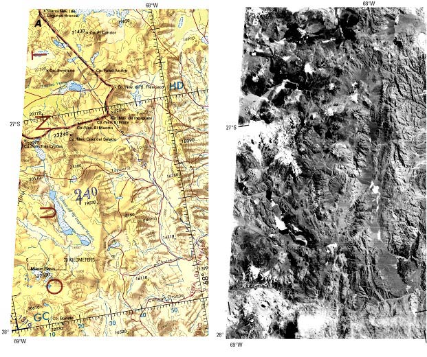 U.S. Operational Nav. Chart  vs.  Landsat 2 image