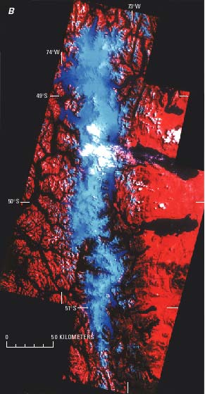 False-color composite mosaic, Southern Patagonian Ice Field