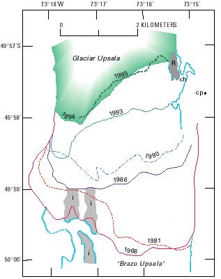 Front margins of Glaciar Upsala