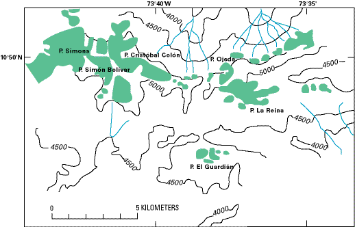 Glacierized areas , Sierra Nevada de Santa Marta in 1969