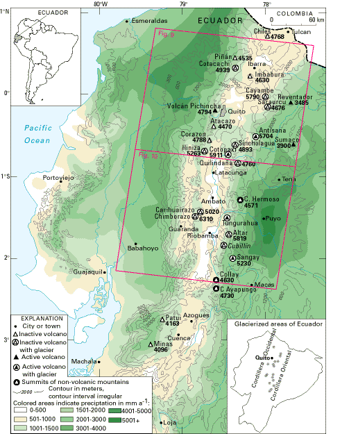 Index map of Ecuador's Andean region