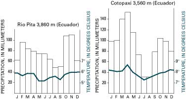 Ave. monthly precipitation and temperatures, Cotopaxi