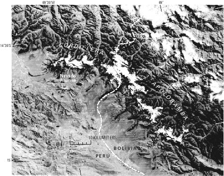 Landsat image of Cordillera Apolobamba