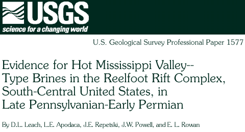 Evidence for Hot Mississippi Valley--Type Brines in the Reelfoot Rift Complex, South-Central United States, in Late Pennsylvanian-Early Permian
