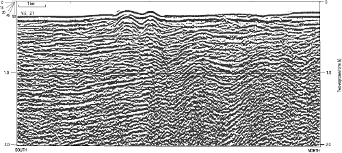 Figure 21B.  Industry Line 2, seismic-reflection profile, eastern Strait of Juan de Fuca - Uninterpreted.