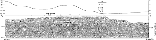 Figure 25A.   Geological Survey of Canada Line 37, seismic-reflection profile and aeromagnetic profile, eastern Strait of Juan de Fuca - Interpreted.