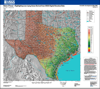 Texas Elevation Map By County USGS Scientific Investigations Map 3050: State of Texas 