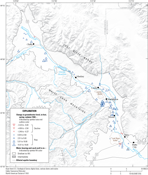 Groundwater levels generally rose in the entire study area.