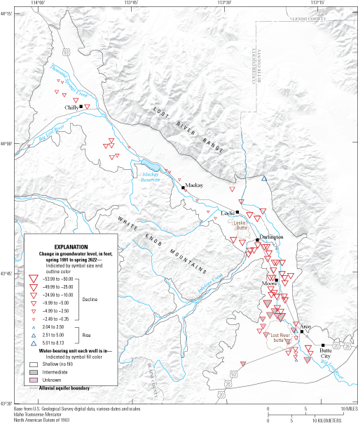 Groundwater levels generally declined in the entire study area.