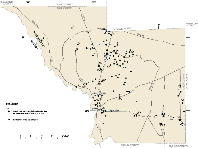 Figure 2. Map showing location of inventoried and sampled wells.