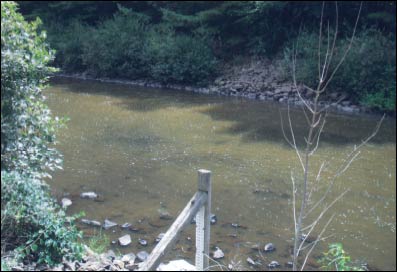 Photograph showing the Quinebaug River at the outlet of West Thompson Lake, August 2003. Photograph by Jonathan Morrison, U.S. Geological Survey.