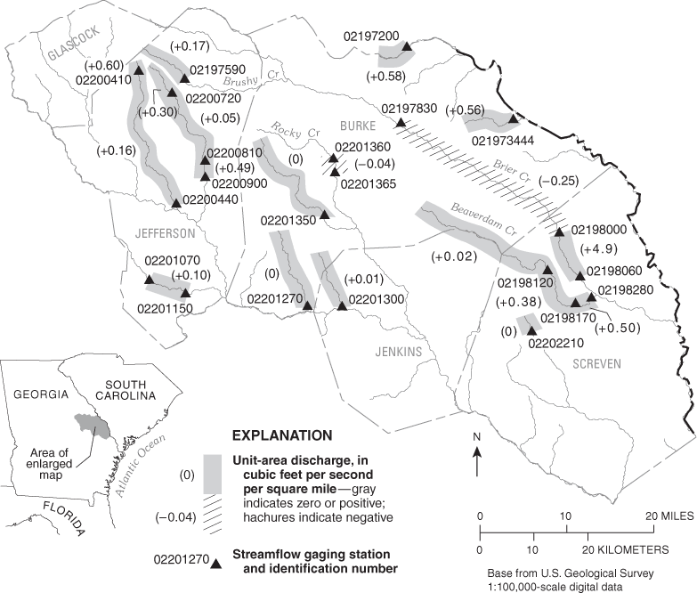Selected streamflow gaging stations, during the 1954