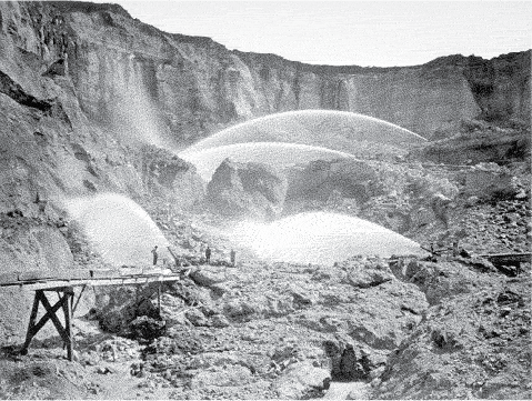 Figure 4 - Hydraulic mining at Malakoff Diggings (circa 1876), located in the South Yuba River watershed, California. 