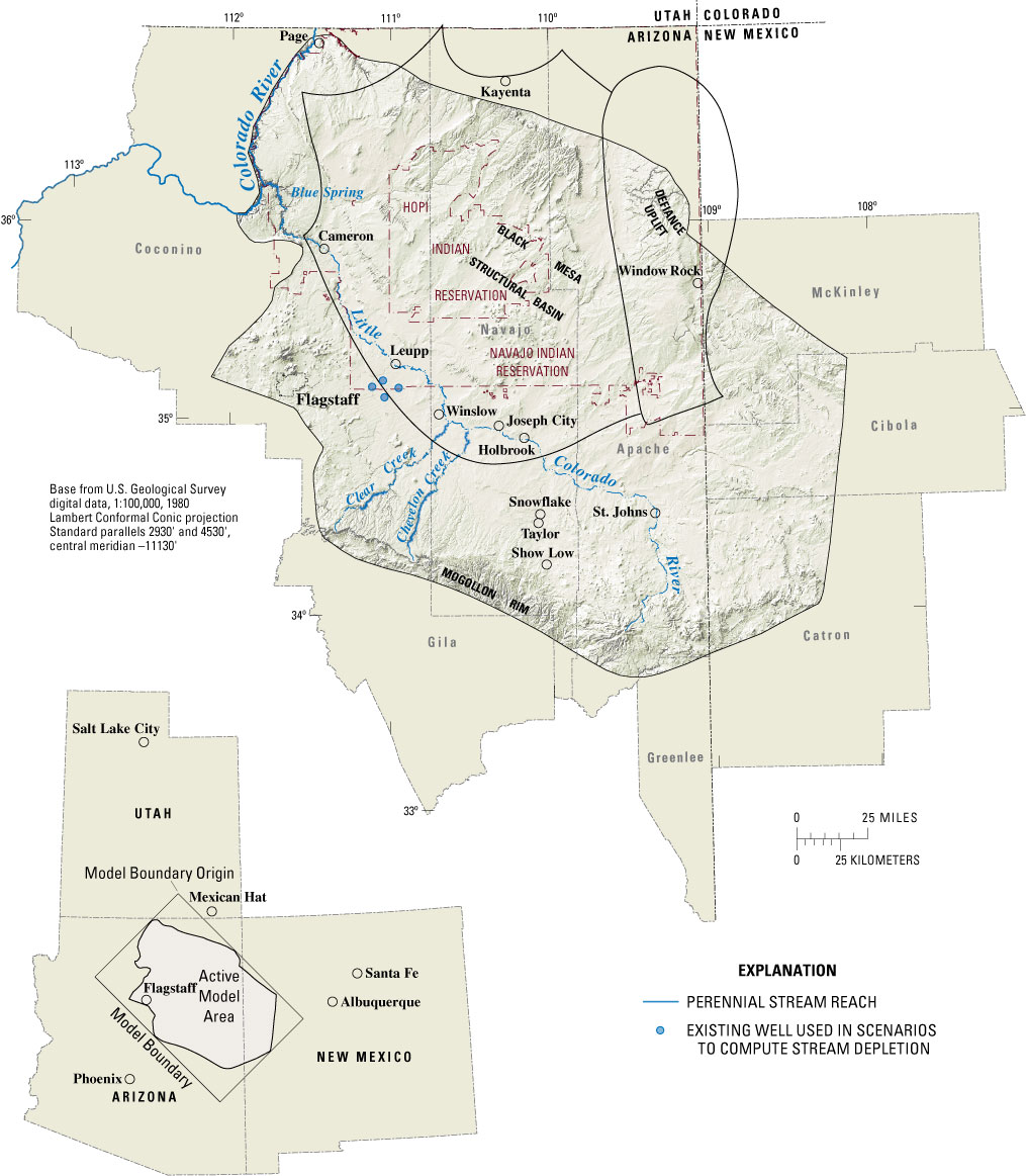 Figure 1 - Location of modeled area of the C aquifer, northeastern Arizona.