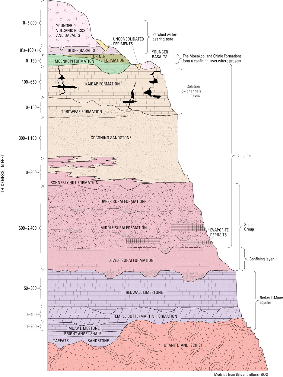 Figure 2 - Generalized stratigraphic section of rock units in and adjacent to the C aquifer in the study area, northeastern Arizona.