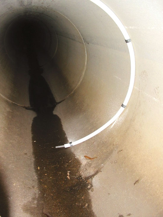 Figure 22. Water-quality sample intake located at a fixed point along the storm-sewer wall.