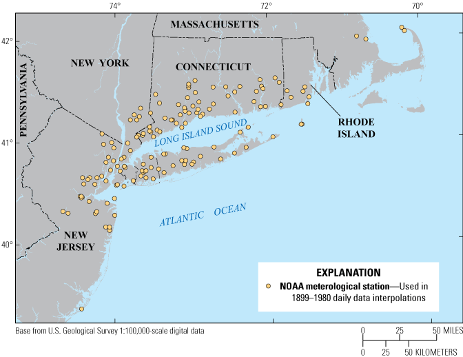 Stations used are mostly clustered in northeast New Jersey and Long Island and south
                           Connecticut and south Rhode Island.