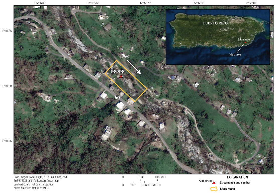 Figure 2.4. Aerial photo of study location for slope-area measurement at Río Maunabo
                        at Lizas station.