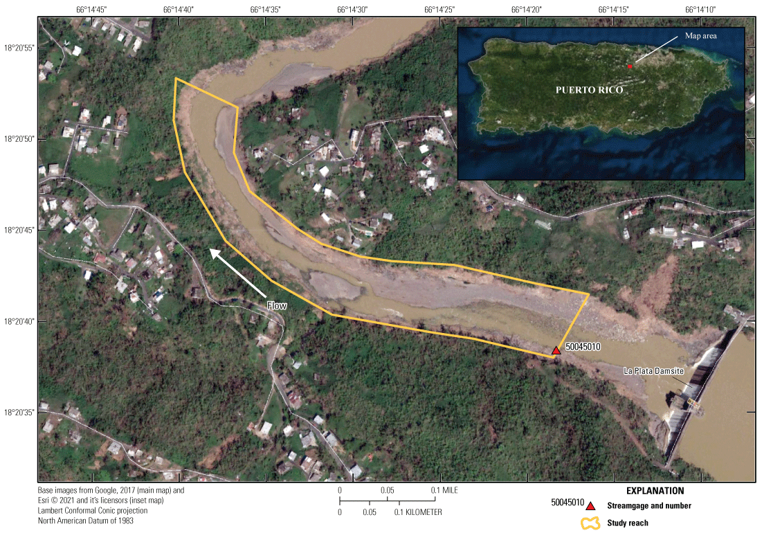 Figure 2.10. Aerial photo of study location for slope-area measurement at Río de la
                        Plata at La Plata Damsite station.