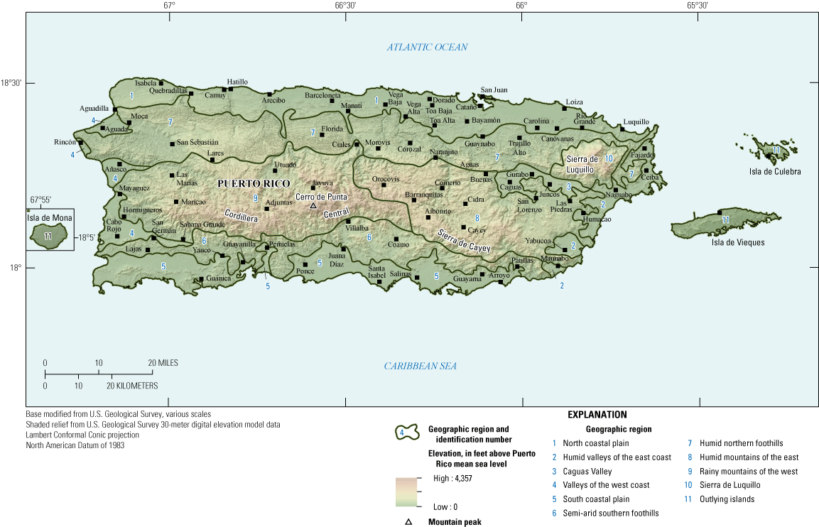 Figure 2. Map of Puerto Rico showing geographic regions.
