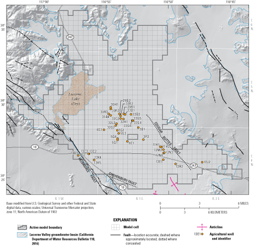 24. Agricultural wells represented in the Lucerne Valley Hydrologic Model shown on
                              a map.