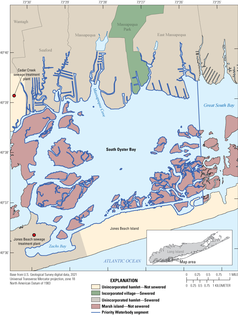 Outline of the South Oyster Bay Priority Waterbody List segments