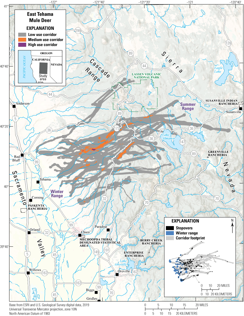 Figure 10. Migration corridors, stopovers, and winter ranges.