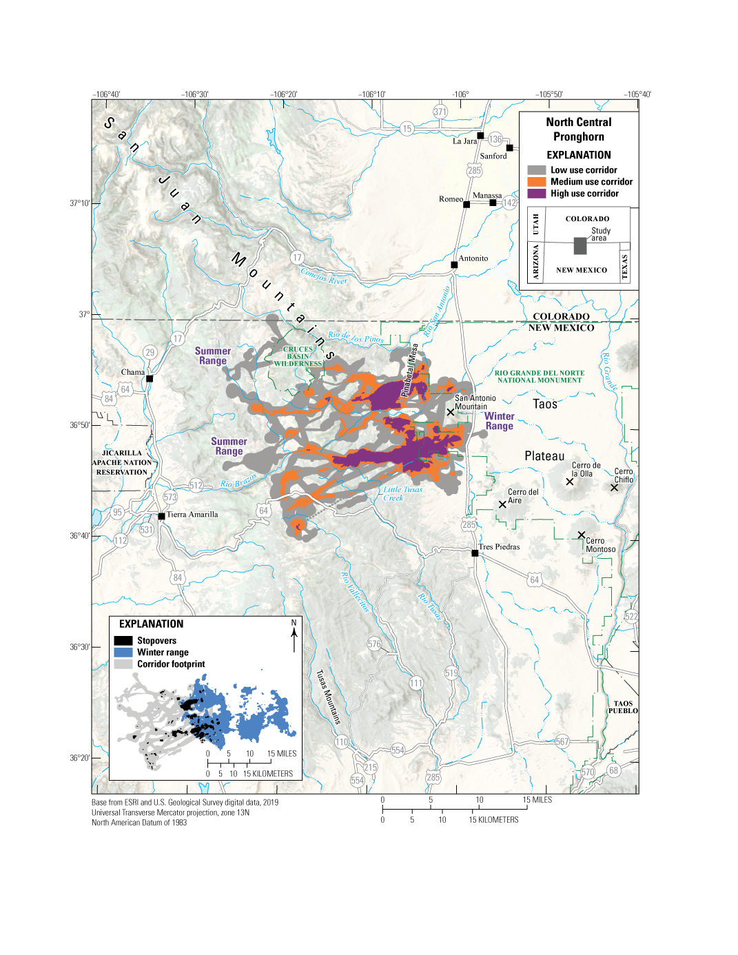 Figure 37. Migration corridors, stopovers, and winter ranges.