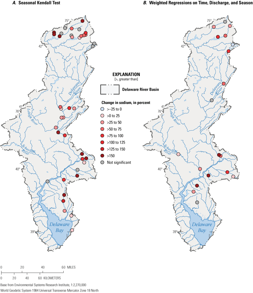Figure 1.14	Sites with increasing trends in sodium were located throughout the basin.
