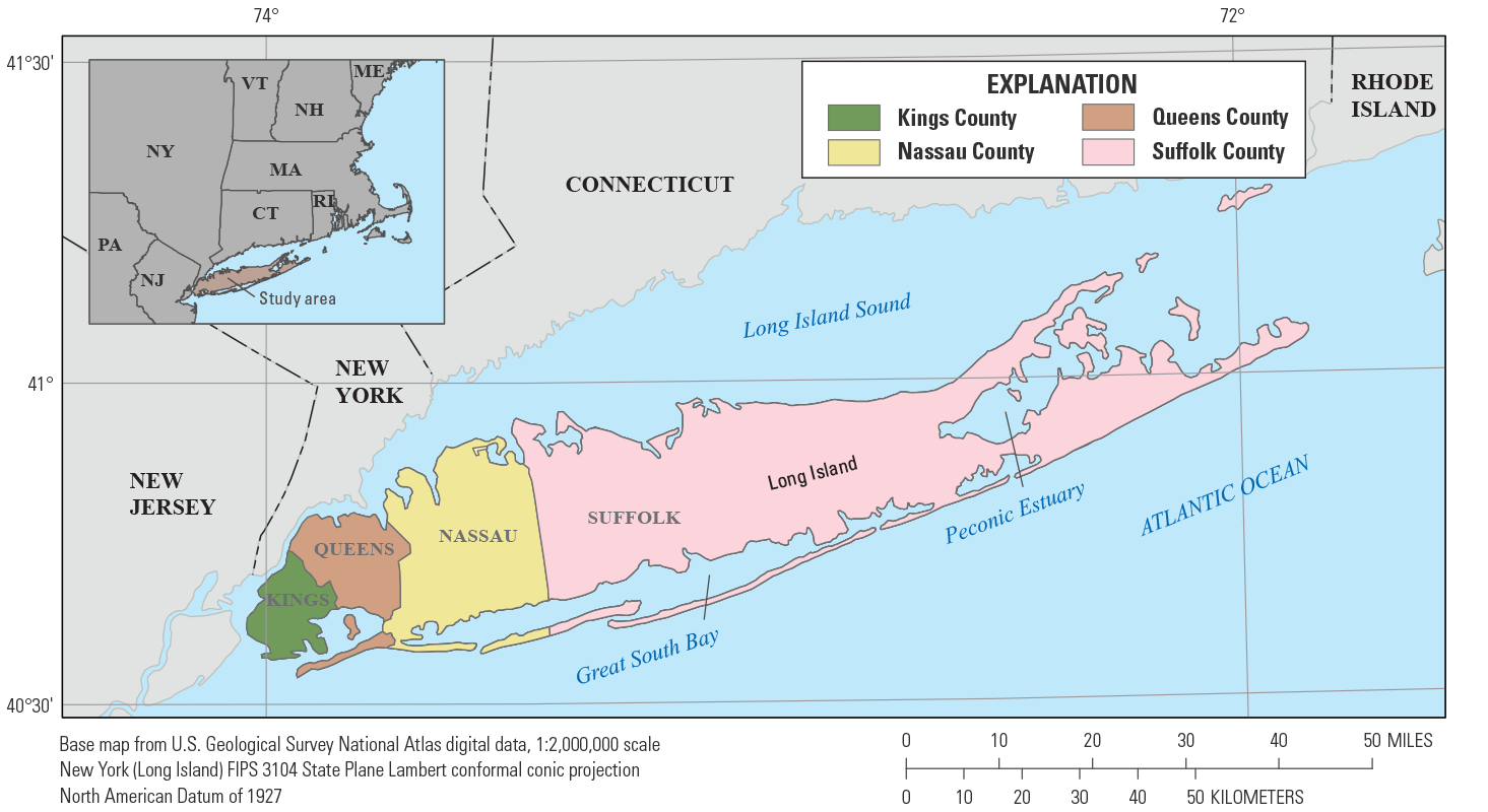 Counties on Long Island, New York