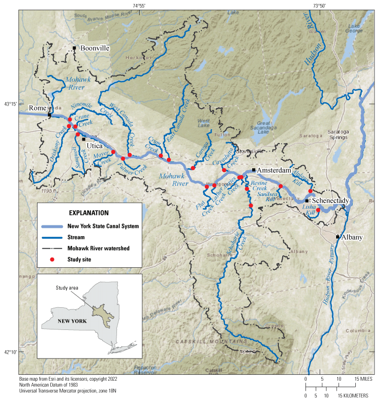 Sites on tributaries to the Mohawk River between Rome and Albany, New York.