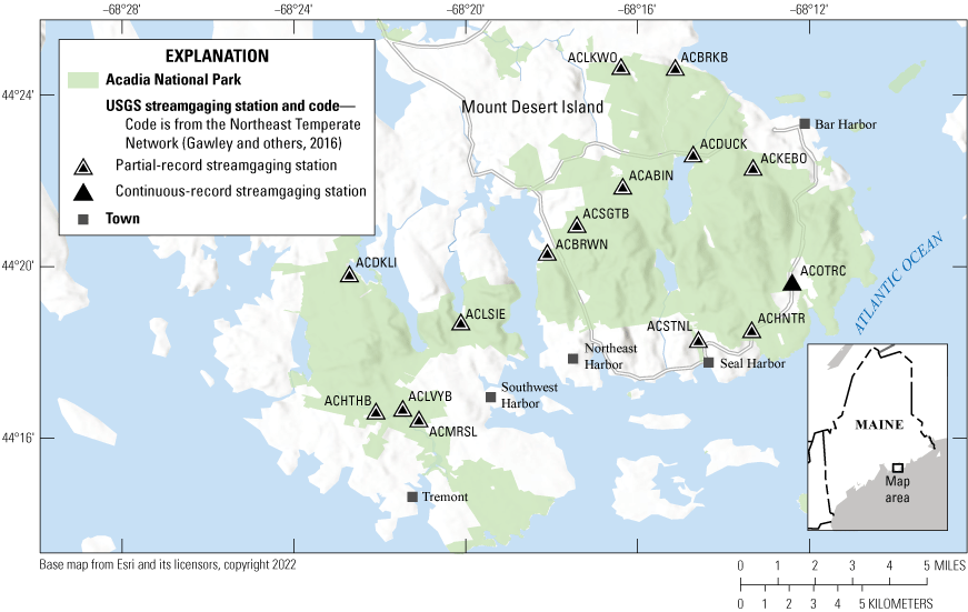 Streamgaging stations at Acadia National Park.