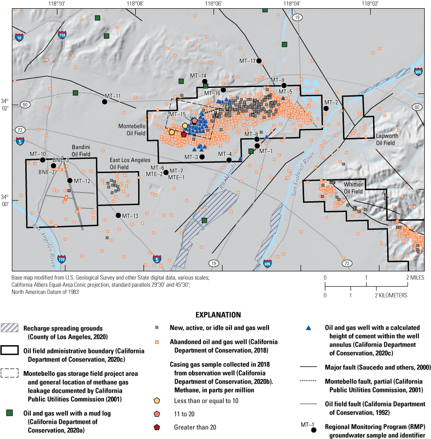 5. Potential sources of petroleum hydrocarbons from subsurface sources are distributed
                        across the study area.