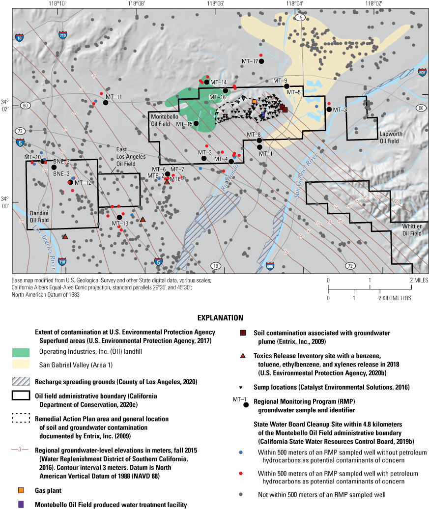 6. Potential sources of petroleum hydrocarbons at or near the land surface are distributed
                        across the study area.