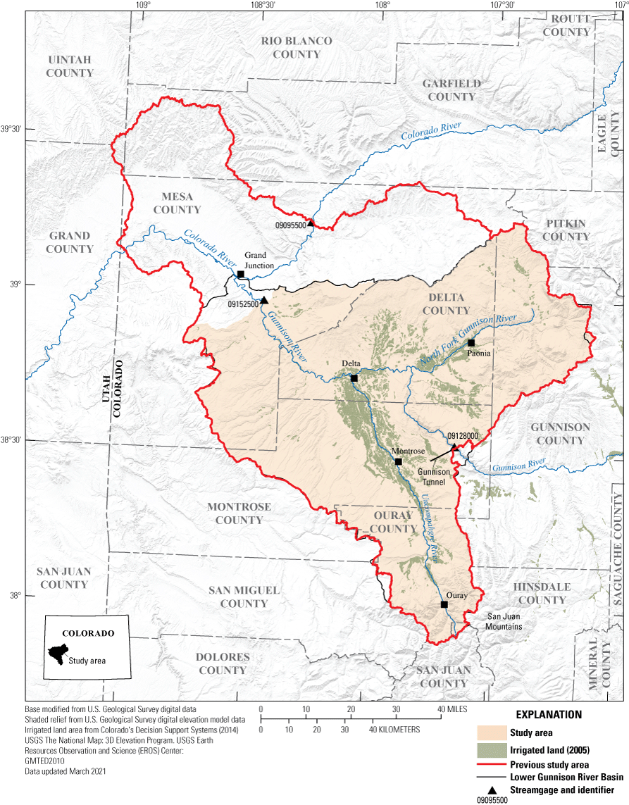 Figure 1. Irrigated land in the lower Gunnison River Basin