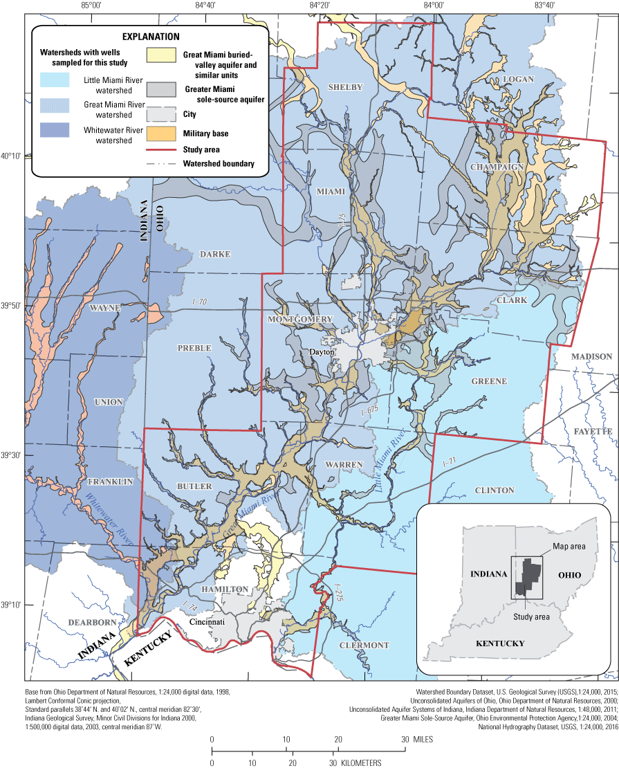 Figure 1	The Great Miami buried valley aquifer is the focus of data collection in
                     this report.