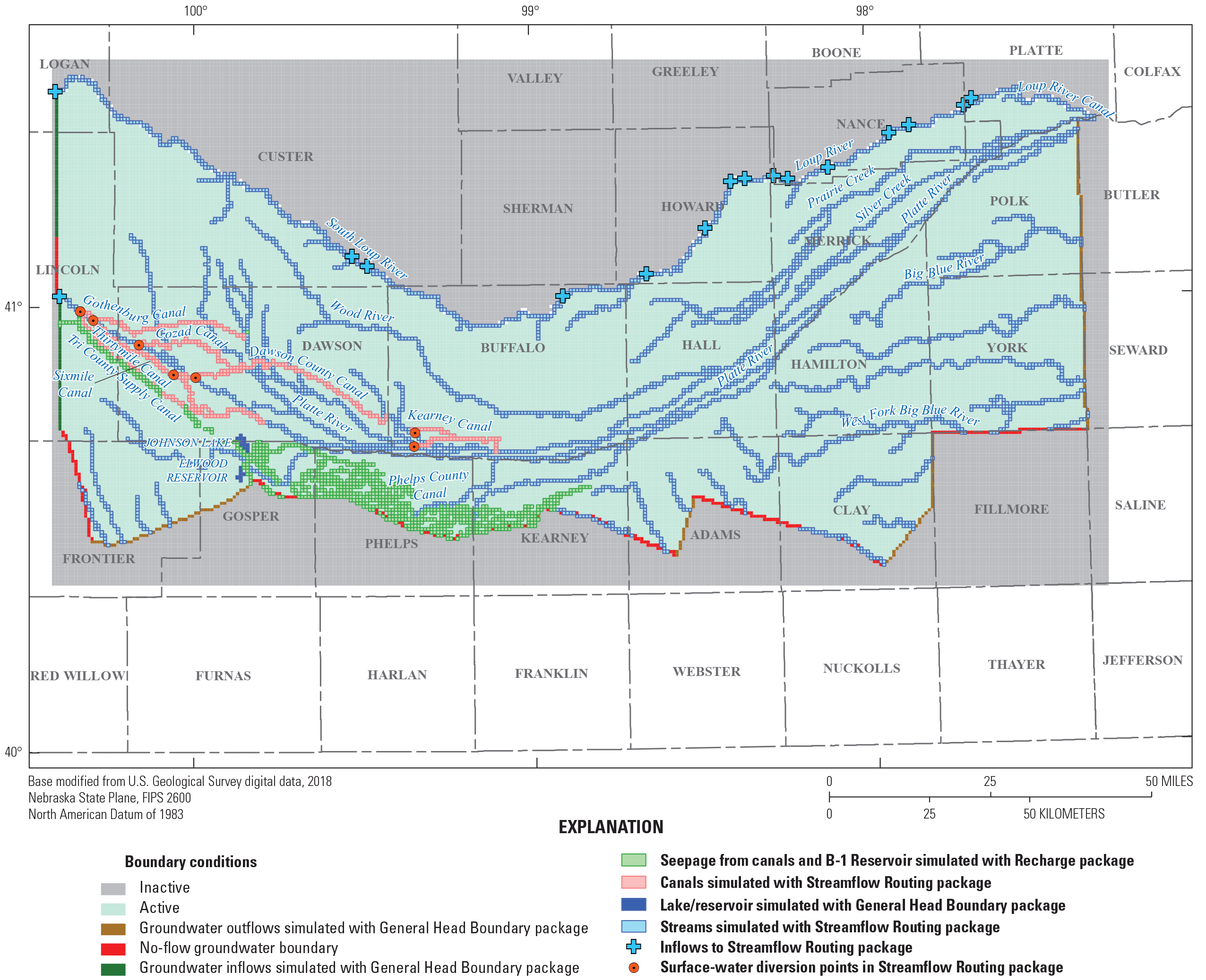 Boundary conditions and other stresses simulated in the model.