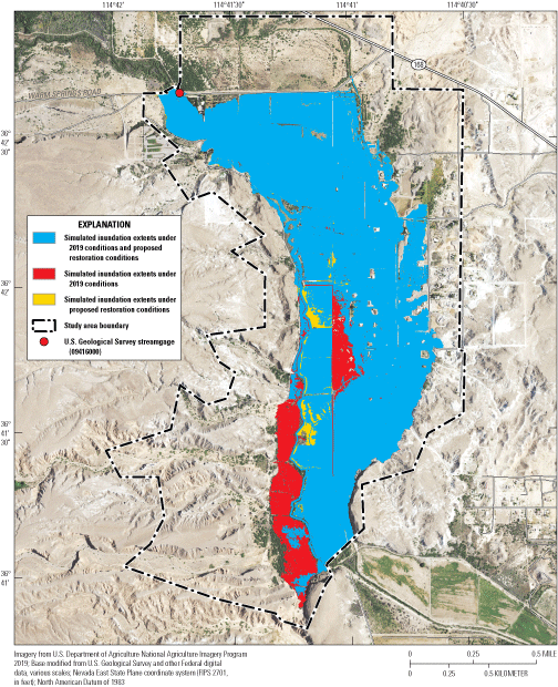 10. Map of study area showing colored boundaries representing inundated areas.