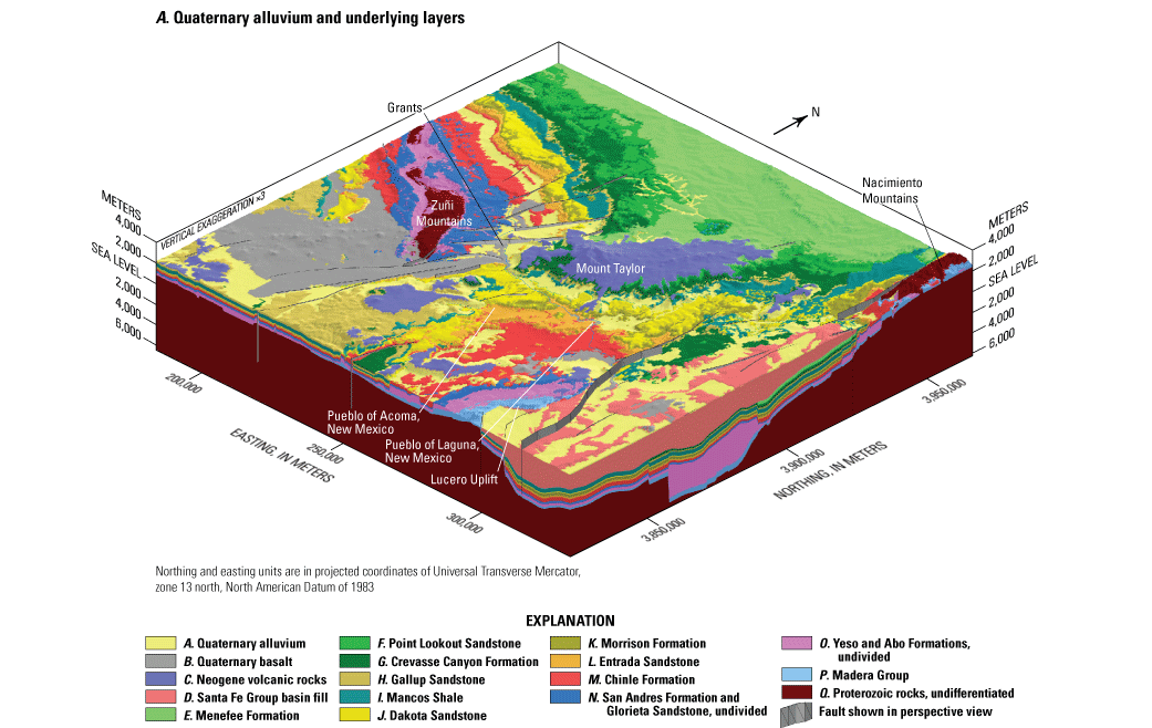 Three-dimensional geologic framework modeled geologic units