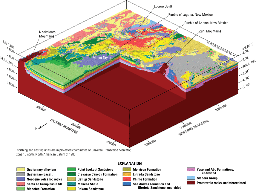 Perspective view of model with chair cutout showing subsurface units