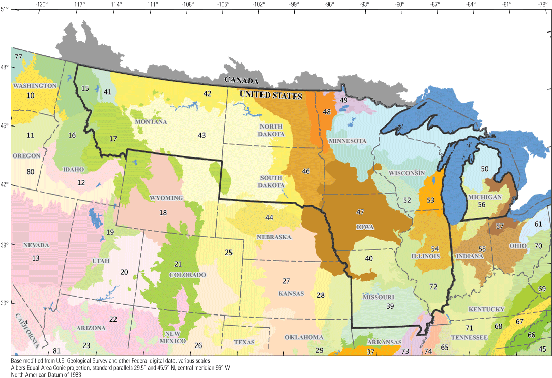 Level III ecoregions in the study area and surrounding States.