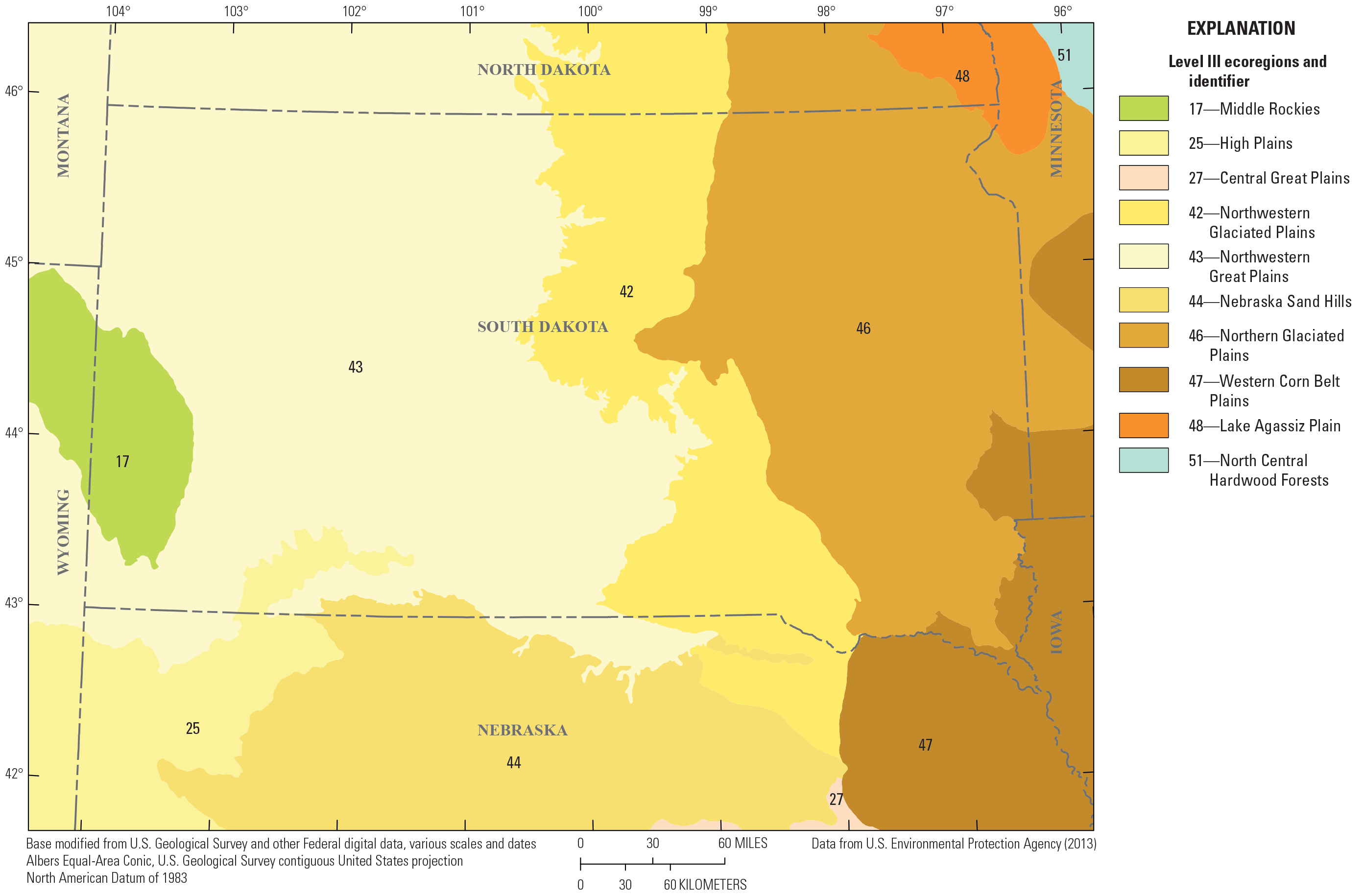 South Dakota is divided into 10 level III ecoregions.