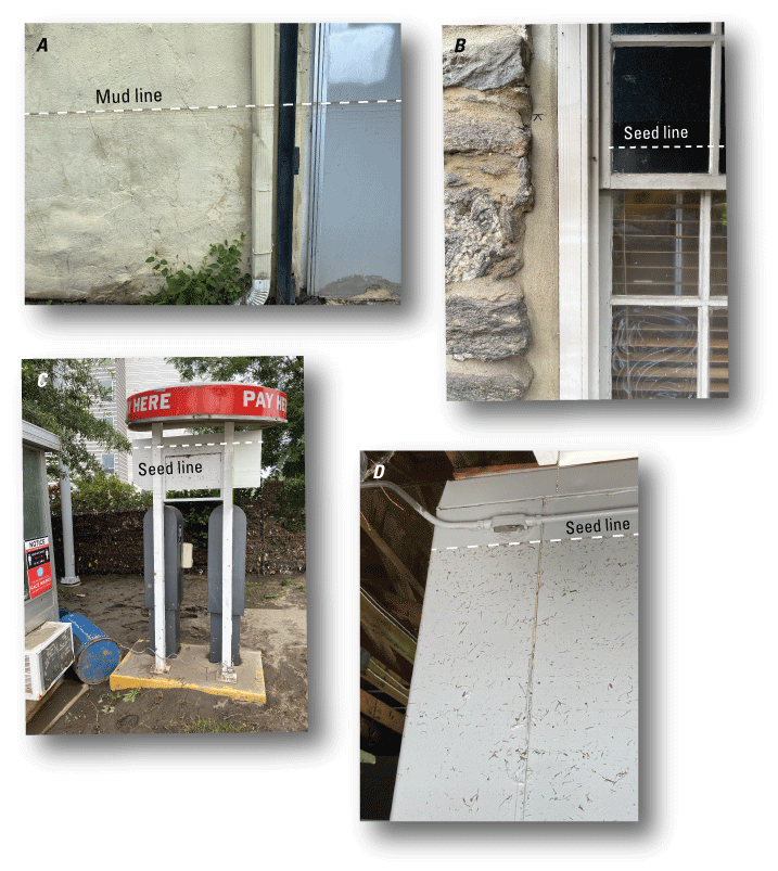 Figure 4. High-water marks are several feet above ground surface.