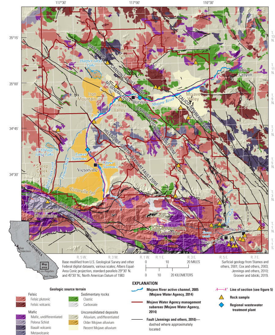 3. Overview of study area showing areal extent of consolidated rock and unconsolidated
                        deposits.