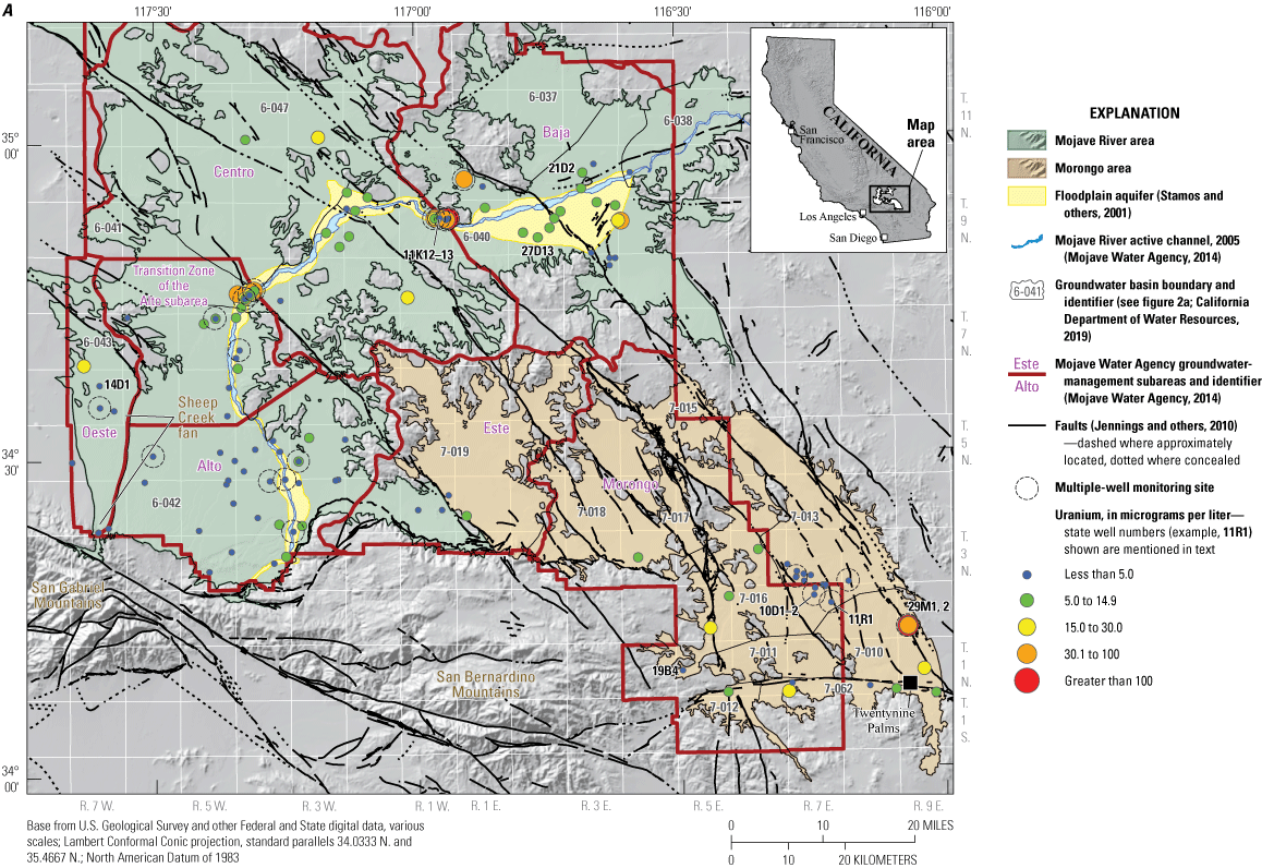 37.	Overview of uranium concentrations throughout the study area.
