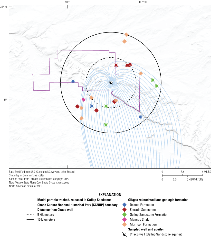 Eighteen inactive hydrocarbon related wells are located within the capture zone and
                     within 10 kilometers of the Chaco well.