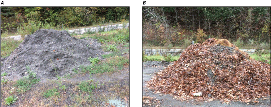 The November pile has a much larger proportion of leaves than the September pile.