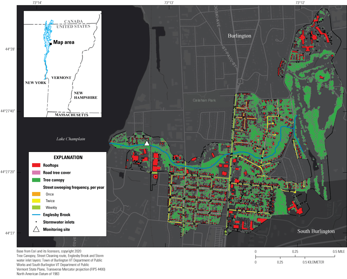 Rooftops and roads are the most common source areas. Tree canopy over roads varies.
                           Street cleaning frequency ranges from weekly to annually.